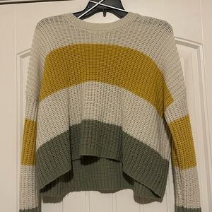 Colorblock Knit Sweater - Cream, Yellow, and Green